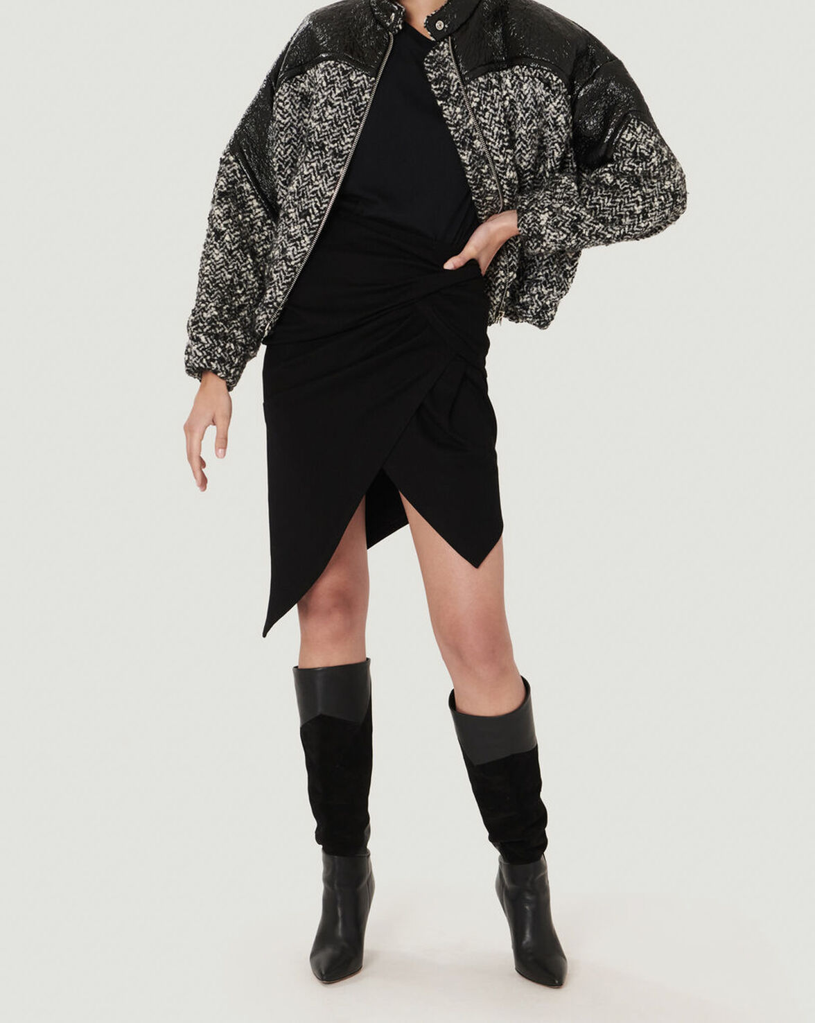 LEEMAN TWEED PATENT LEATHER JACKET image number null